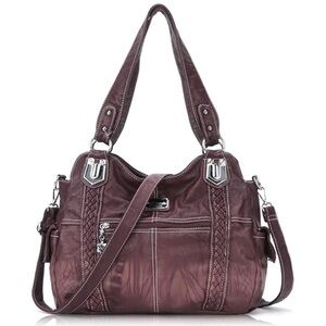Angel Barcelo Burgundy Hobo Shoulder Bag